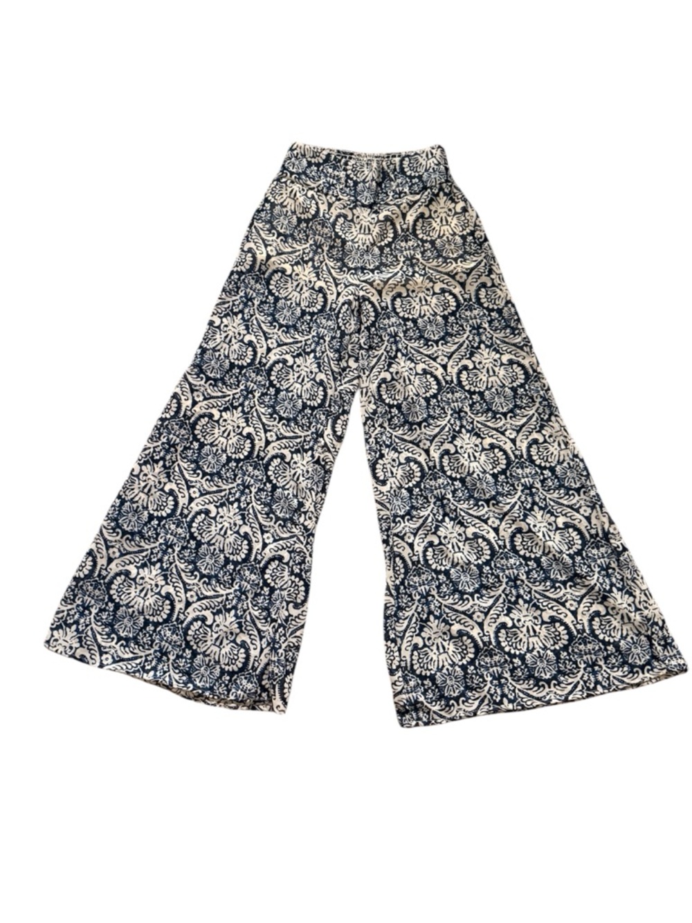Truth NYC Wide Leg Printed Palazzo Pants Navy and Cream Size Small